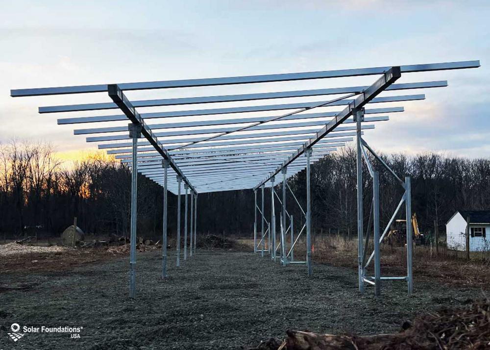 28.00 kW Ground Mount System in Harleysville, PA. This featured system is built for (2) 5 panels high in landscape by 7 panel columns wide.