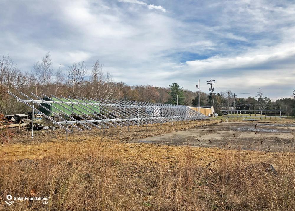 62.16 kW Ground Mount System in Wrightstown, NJ. This featured system is built for (2) 6 panels high in landscape by 7 panel columns wide and (1) 6 panels high in landscape by 14 panel columns wide.